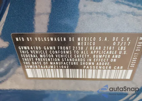 2018 Volkswagen Jetta 1.4T S z USA, uszkodzony, nr VIN 3VW2B7AJ8JM211042